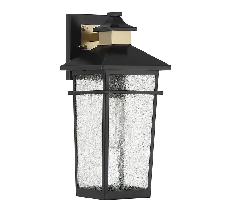 Savoy House 5-719-143 One Light Outdoor Wall Lantern, Matte Black with Warm Brass