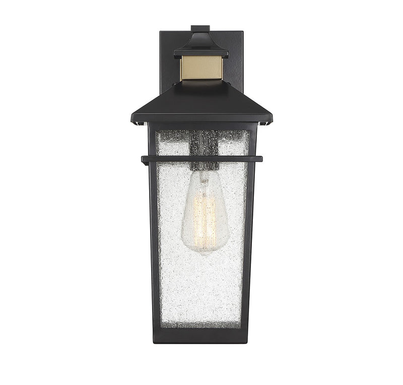 Savoy House 5-719-143 One Light Outdoor Wall Lantern, Matte Black with Warm Brass