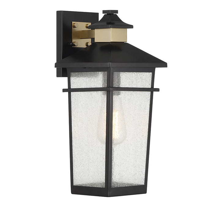 Savoy House 5-719-143 One Light Outdoor Wall Lantern, Matte Black with Warm Brass