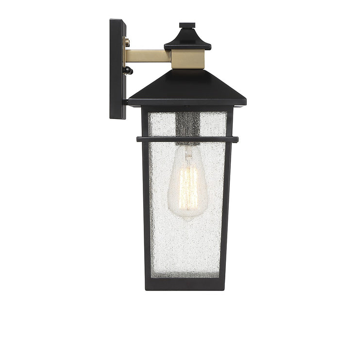 Savoy House 5-719-143 One Light Outdoor Wall Lantern, Matte Black with Warm Brass