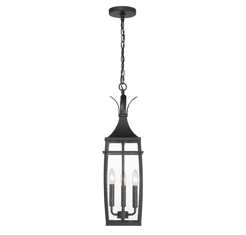 Savoy House 5-763-BK Three Light Outdoor Hanging Lantern, Matte Black