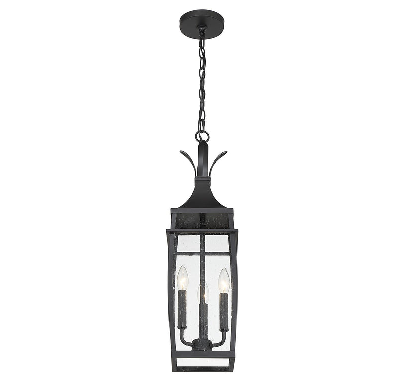 Savoy House 5-763-BK Three Light Outdoor Hanging Lantern, Matte Black