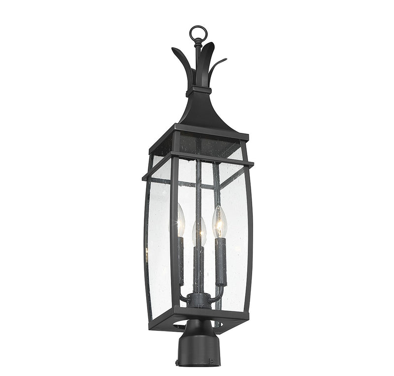 Savoy House 5-769-BK Three Light Outdoor Post Lantern, Matte Black