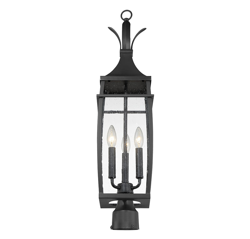 Savoy House 5-769-BK Three Light Outdoor Post Lantern, Matte Black