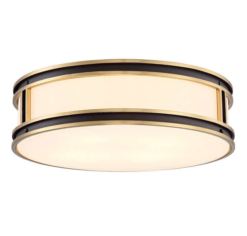 Savoy House 6-1822-4-143 Four Light Flush Mount, Matte Black with Warm Brass