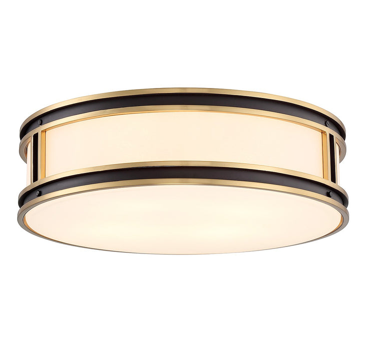 Savoy House 6-1822-4-143 Four Light Flush Mount, Matte Black with Warm Brass