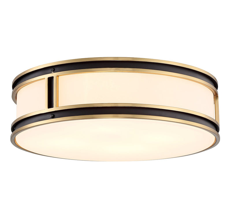 Savoy House 6-1822-4-143 Four Light Flush Mount, Matte Black with Warm Brass