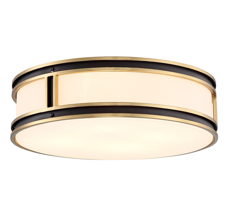 Savoy House 6-1822-4-143 Four Light Flush Mount, Matte Black with Warm Brass