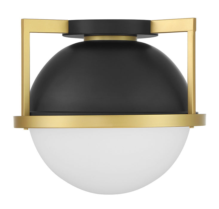 Savoy House 6-4602-1-143 One Light Flush Mount, Matte Black with Warm Brass