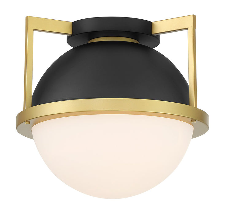 Savoy House 6-4602-1-143 One Light Flush Mount, Matte Black with Warm Brass