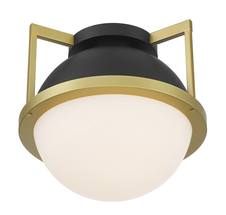 Savoy House 6-4602-1-143 One Light Flush Mount, Matte Black with Warm Brass