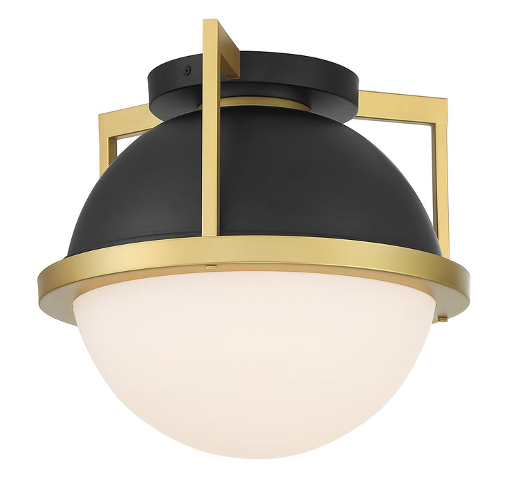 Savoy House 6-4602-1-143 One Light Flush Mount, Matte Black with Warm Brass