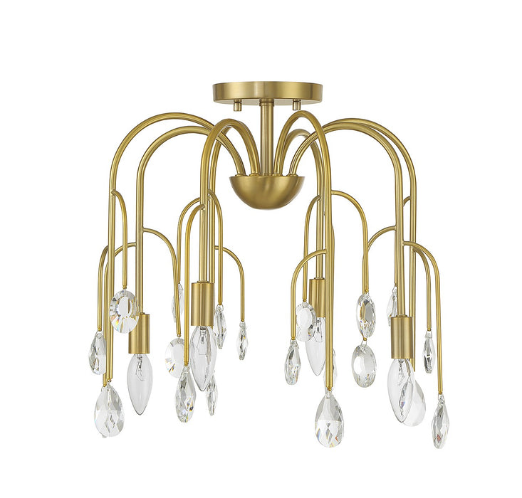 Savoy House 6-6684-4-127 Four Light Convertible Semi-Flush or Pendant, Noble Brass