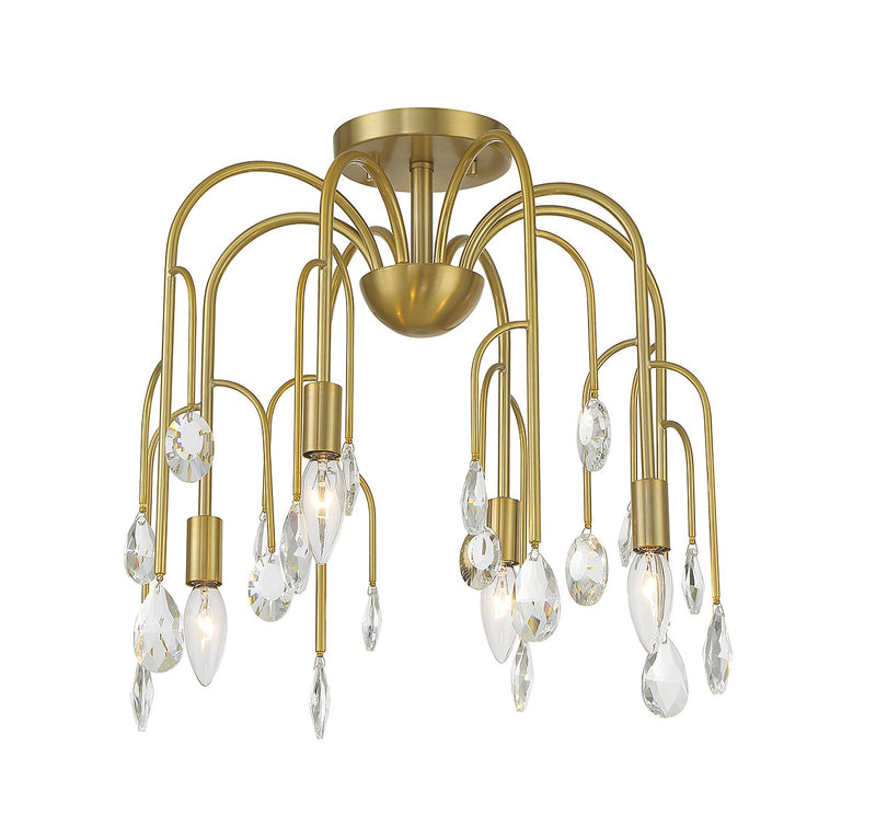 Savoy House 6-6684-4-127 Four Light Convertible Semi-Flush or Pendant, Noble Brass