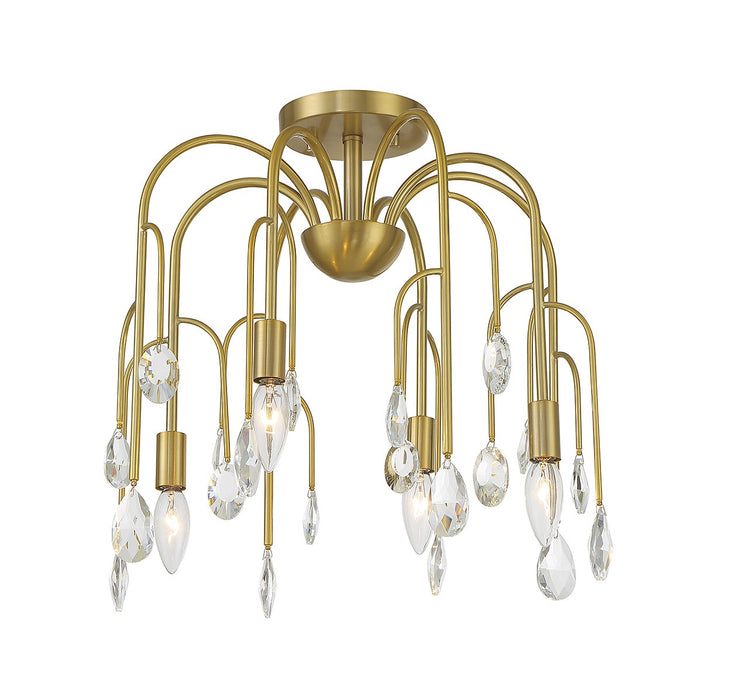 Savoy House 6-6684-4-127 Four Light Convertible Semi-Flush or Pendant, Noble Brass