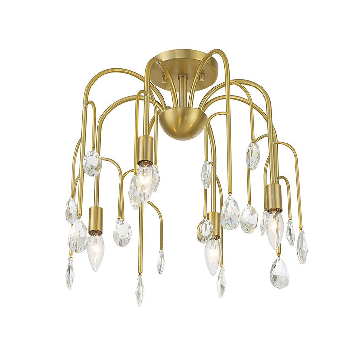 Savoy House 6-6684-4-127 Four Light Convertible Semi-Flush or Pendant, Noble Brass