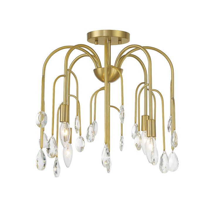 Savoy House 6-6684-4-127 Four Light Convertible Semi-Flush or Pendant, Noble Brass