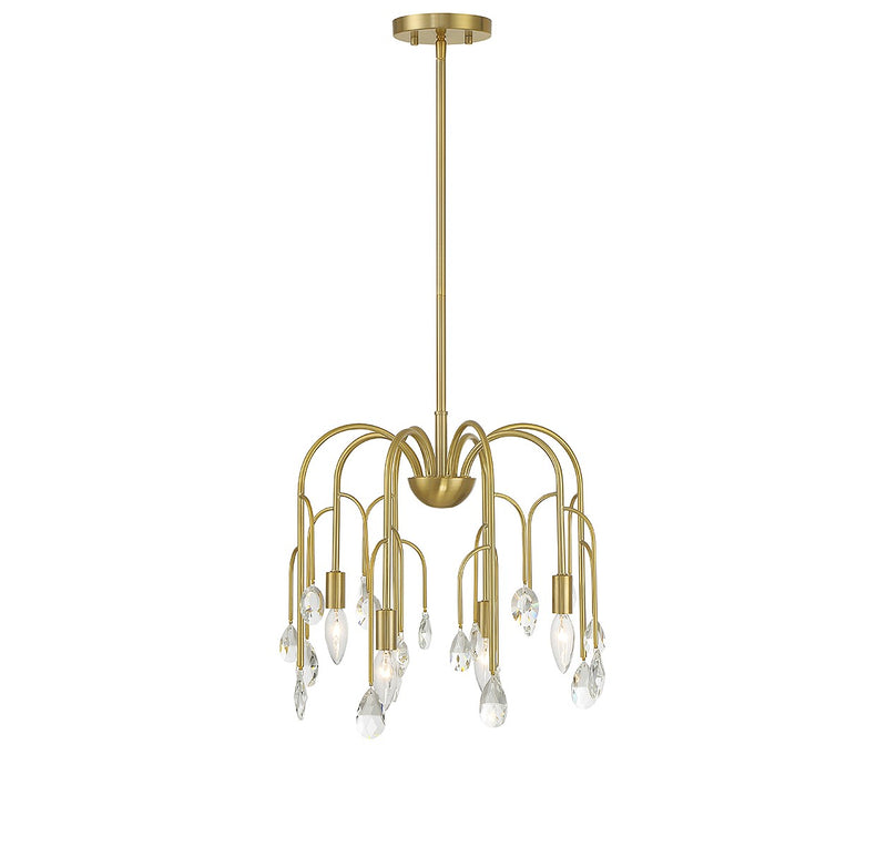 Savoy House 6-6684-4-127 Four Light Convertible Semi-Flush or Pendant, Noble Brass