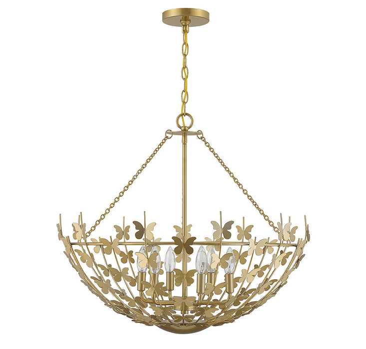 Savoy House 7-4199-6-171 Six Light Pendant, Burnished Brass