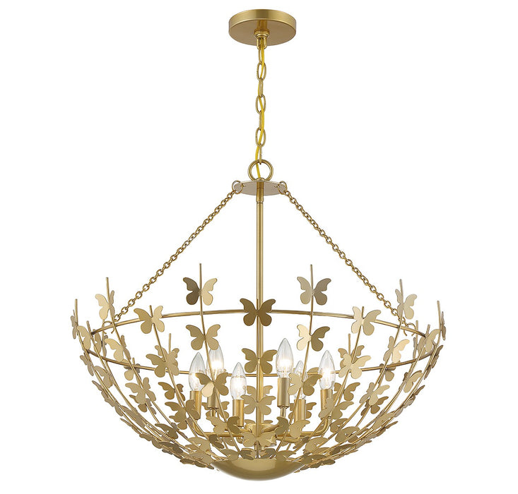 Savoy House 7-4199-6-171 Six Light Pendant, Burnished Brass