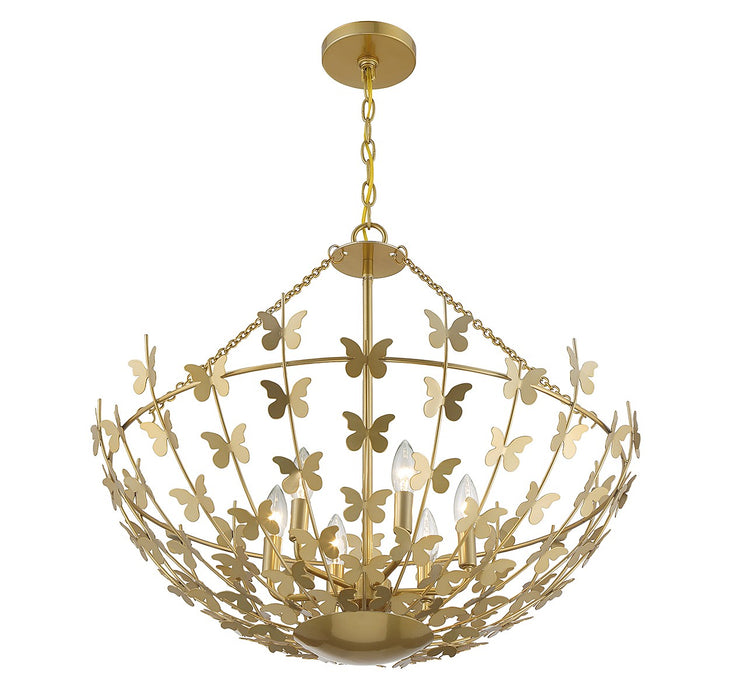 Savoy House 7-4199-6-171 Six Light Pendant, Burnished Brass