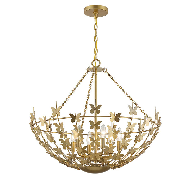 Savoy House 7-4199-6-171 Six Light Pendant, Burnished Brass