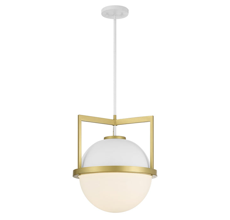 Savoy House 7-4600-1-142 One Light Pendant, White with Warm Brass