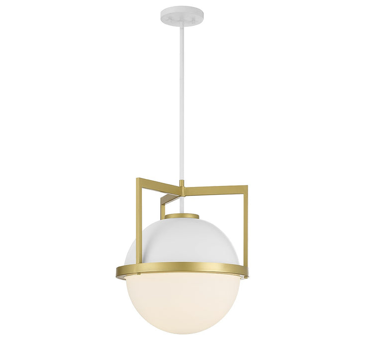 Savoy House 7-4600-1-142 One Light Pendant, White with Warm Brass