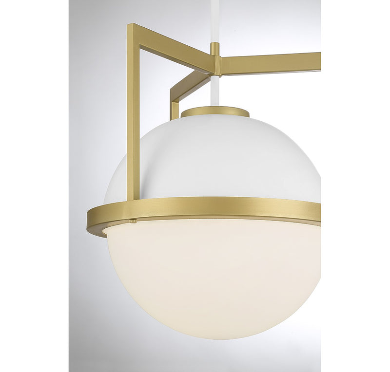 Savoy House 7-4600-1-142 One Light Pendant, White with Warm Brass