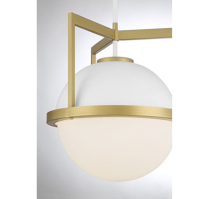 Savoy House 7-4600-1-142 One Light Pendant, White with Warm Brass