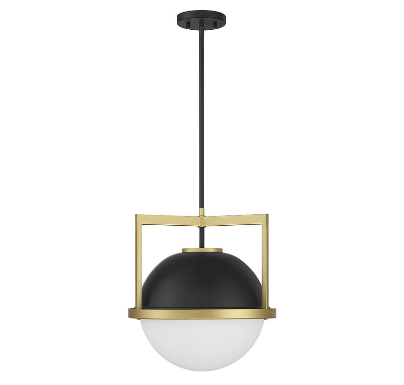 Savoy House 7-4600-1-143 One Light Pendant, Matte Black with Warm Brass