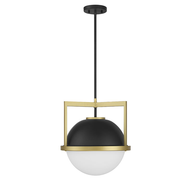 Savoy House 7-4600-1-143 One Light Pendant, Matte Black with Warm Brass