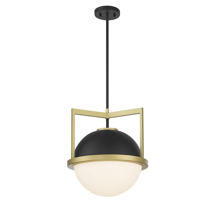 Savoy House 7-4600-1-143 One Light Pendant, Matte Black with Warm Brass
