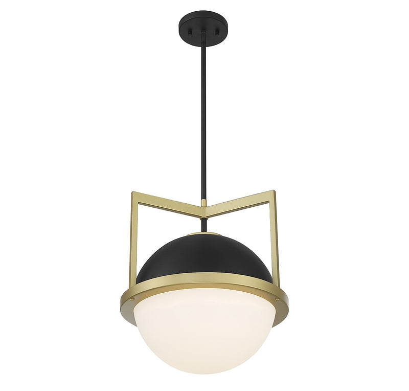 Savoy House 7-4600-1-143 One Light Pendant, Matte Black with Warm Brass