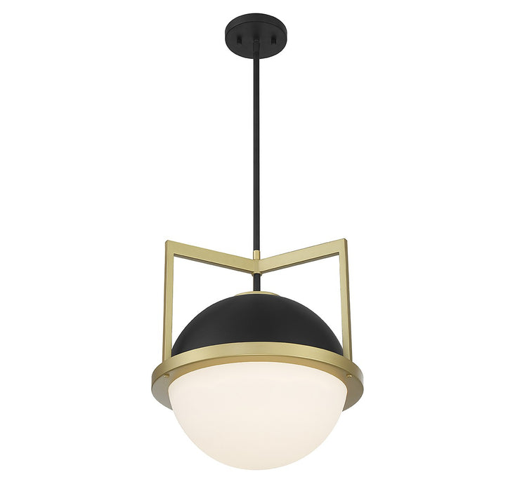 Savoy House 7-4600-1-143 One Light Pendant, Matte Black with Warm Brass