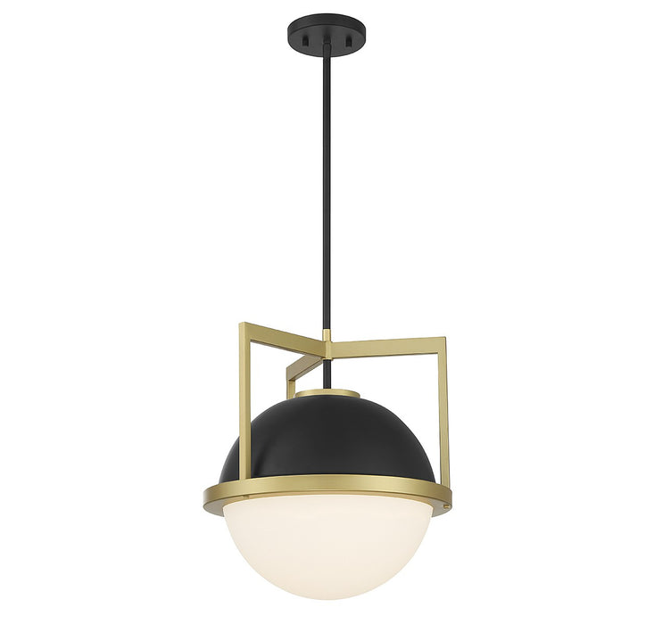 Savoy House 7-4600-1-143 One Light Pendant, Matte Black with Warm Brass