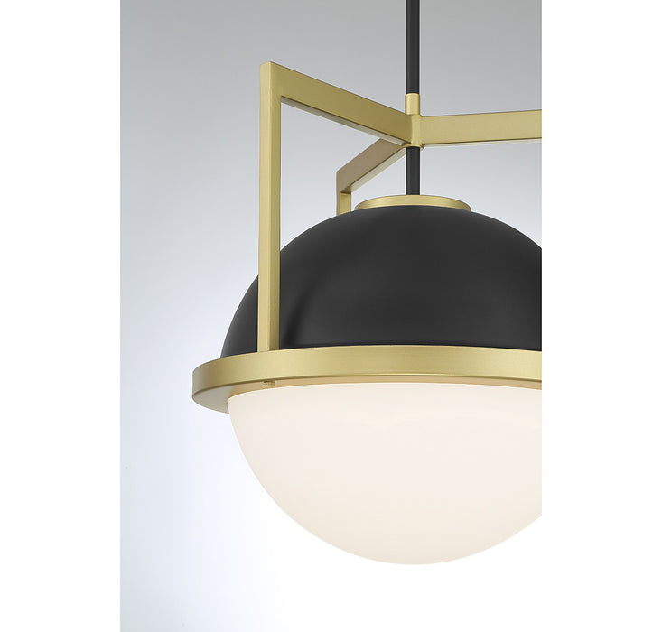 Savoy House 7-4600-1-143 One Light Pendant, Matte Black with Warm Brass