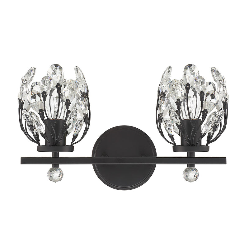 Savoy House 8-6601-2-BK Two Light Bathroom Vanity, Matte Black