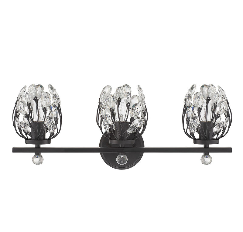 Savoy House 8-6601-3-BK Three Light Bathroom Vanity, Matte Black