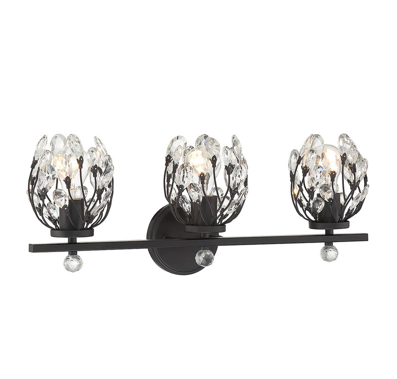 Savoy House 8-6601-3-BK Three Light Bathroom Vanity, Matte Black