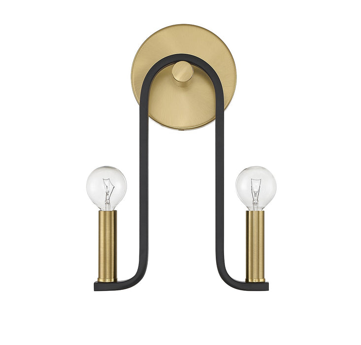 Savoy House 9-5531-2-143 Two Light Wall Sconce, Matte Black with Warm Brass