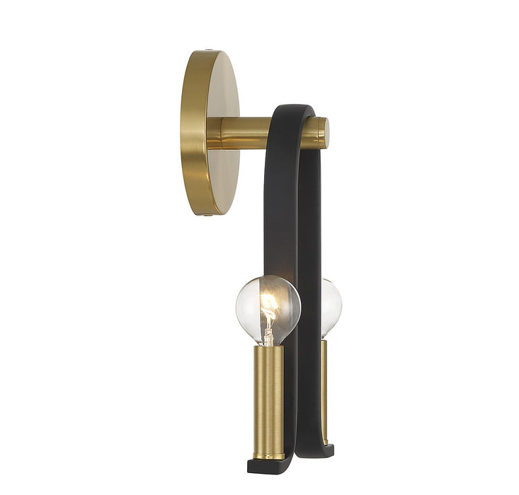 Savoy House 9-5531-2-143 Two Light Wall Sconce, Matte Black with Warm Brass