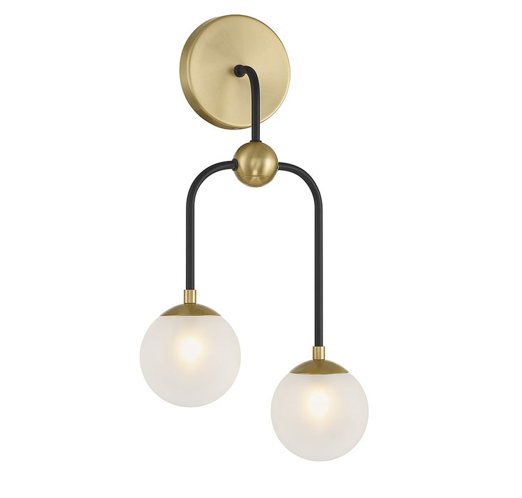 Savoy House 9-6696-2-143 Two Light Wall Sconce, Matte Black with Warm Brass