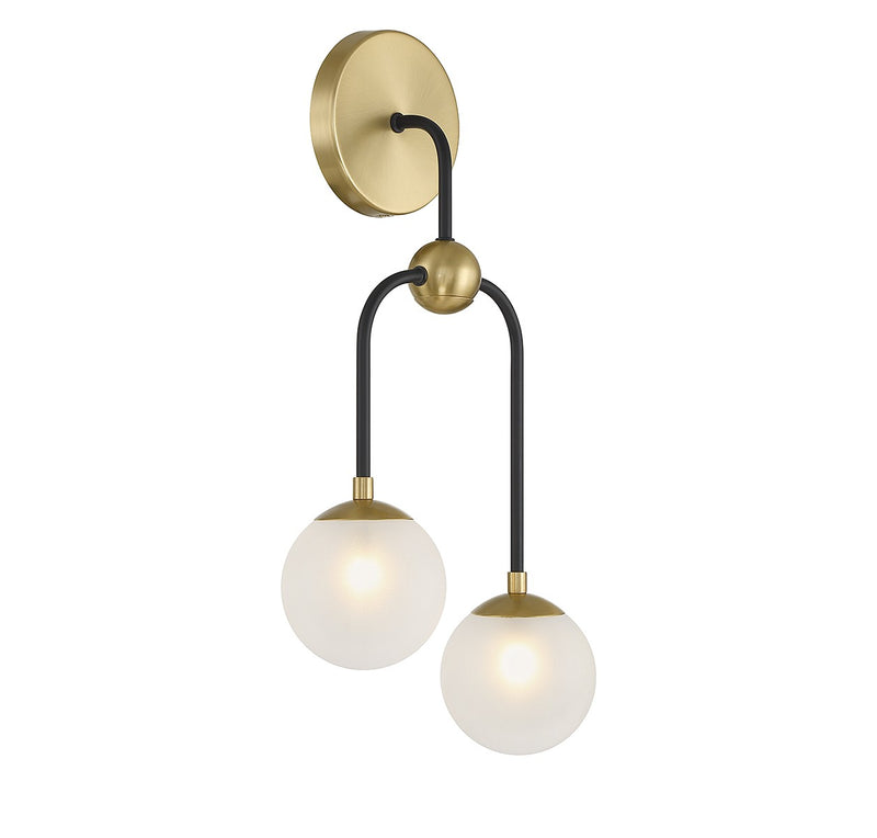 Savoy House 9-6696-2-143 Two Light Wall Sconce, Matte Black with Warm Brass