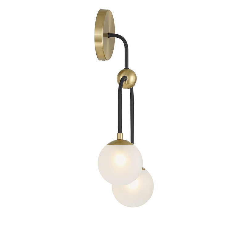 Savoy House 9-6696-2-143 Two Light Wall Sconce, Matte Black with Warm Brass