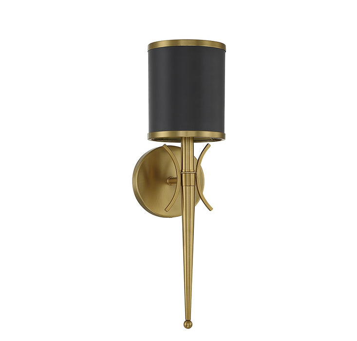 Savoy House 9-9944-1-143 One Light Wall Sconce, Matte Black with Warm Brass