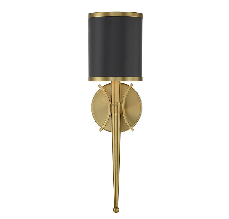 Savoy House 9-9944-1-143 One Light Wall Sconce, Matte Black with Warm Brass