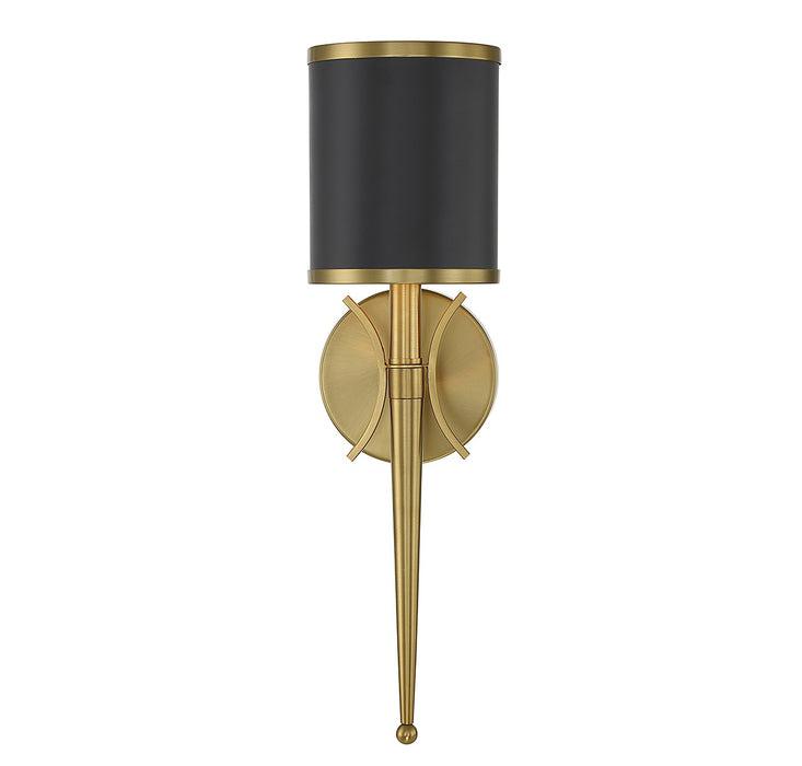 Savoy House 9-9944-1-143 One Light Wall Sconce, Matte Black with Warm Brass
