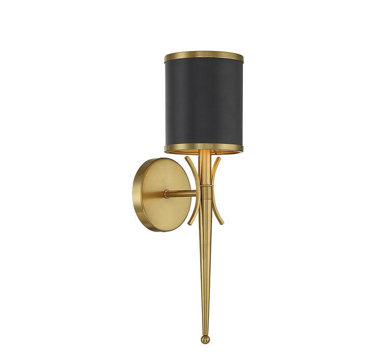 Savoy House 9-9944-1-143 One Light Wall Sconce, Matte Black with Warm Brass