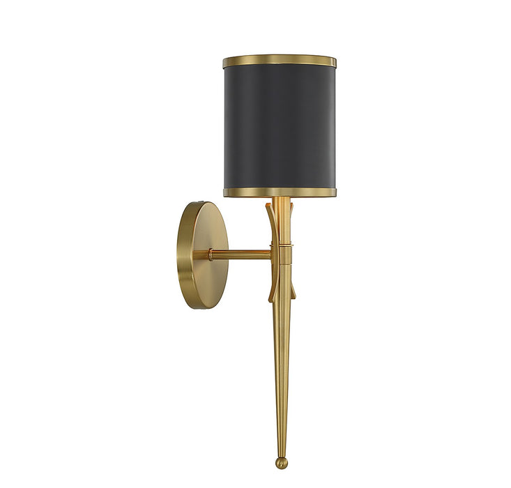 Savoy House 9-9944-1-143 One Light Wall Sconce, Matte Black with Warm Brass